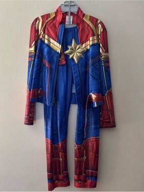 The Disney Store Captain Marvel Kids Red & Blue Star Costume Jacket and Pants